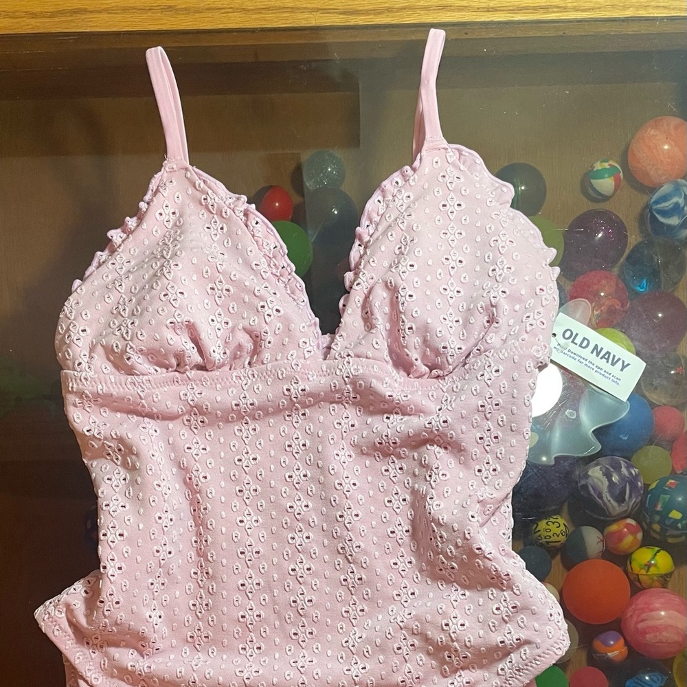 Old Navy Pink Eyelet One Piece Swimsuit